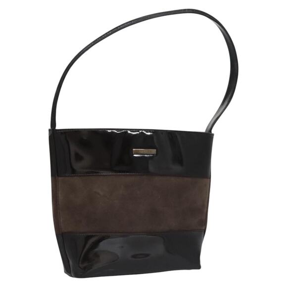 GUCCI Shoulder Bag Suede Leather Brown Dark Silver 000 1013 000 1013 - Picture 1 of 16